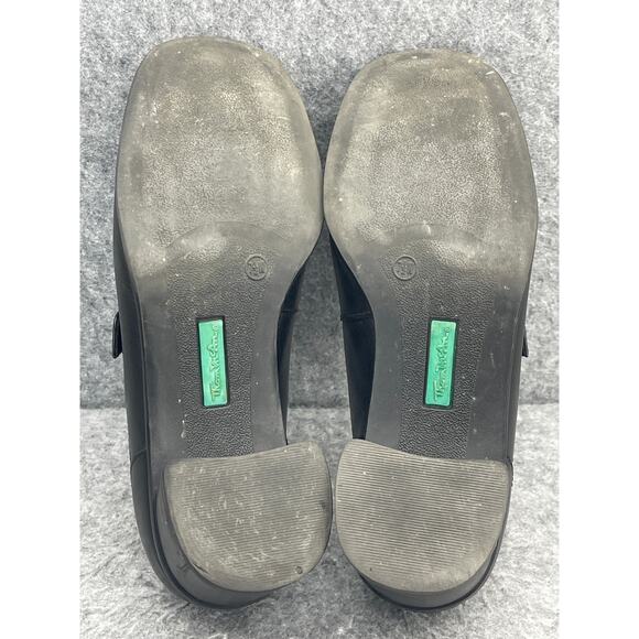 Thom McAnn Black Leather Monk Strap Buckle 2" Heel Slip On Loafer Women 7.5 - Picture 9 of 11